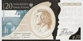 Banknot: 200. rocznica urodzin Fryderyka Chopina 20zł 24h Produkt Kolekcjonerski