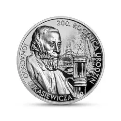 Srebrna moneta: 200. rocznica urodzin Ignacego Łukasiewicza 10zł 1 uncja 24h Produkt Kolekcjonerski