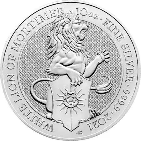 Srebrna Moneta Bestie Królowej: White Lion of Mortimer 10 uncji