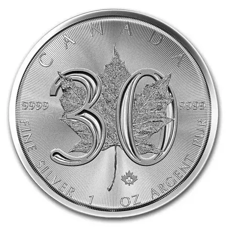 Srebrna Moneta Kanadyjski Liść Klonowy - 30. rocznica 1 uncja 24h