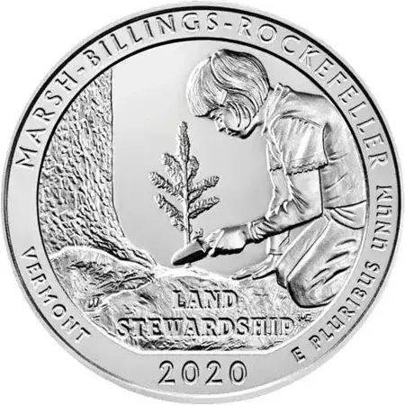Srebrna Moneta Narodowy Park Historyczny Billingsa Rockefellera 5 uncji 24h