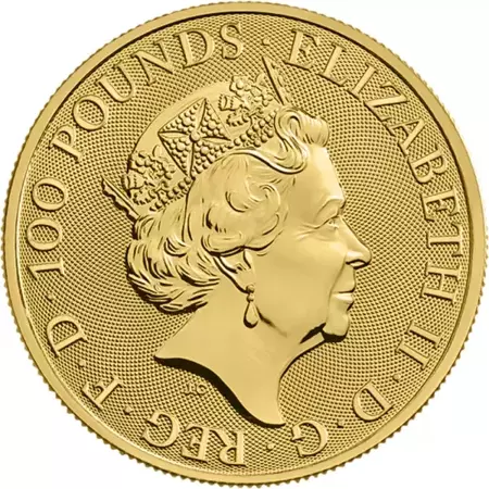 Złota Moneta Bestie Królowej: Biały Chart z Richmond 1 uncja 2021  24h